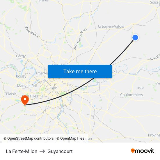 La Ferte-Milon to Guyancourt map