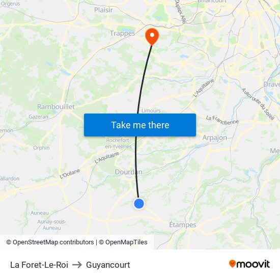 La Foret-Le-Roi to Guyancourt map