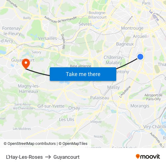 L'Hay-Les-Roses to Guyancourt map