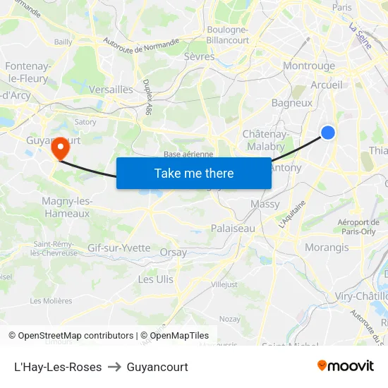 L'Hay-Les-Roses to Guyancourt map