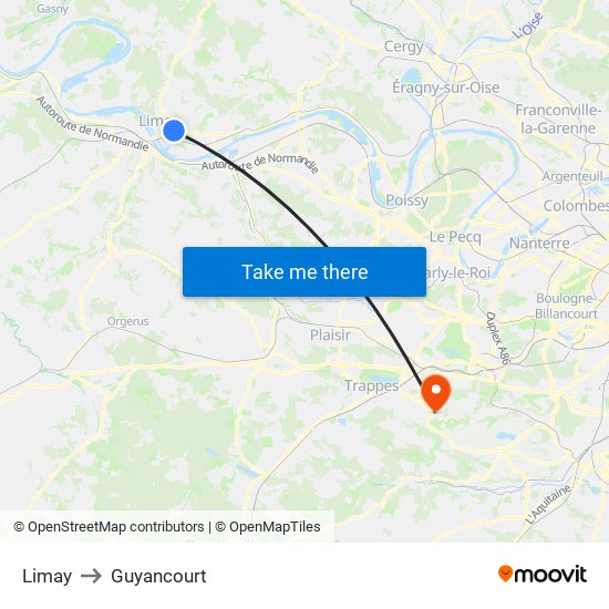 Limay to Guyancourt map