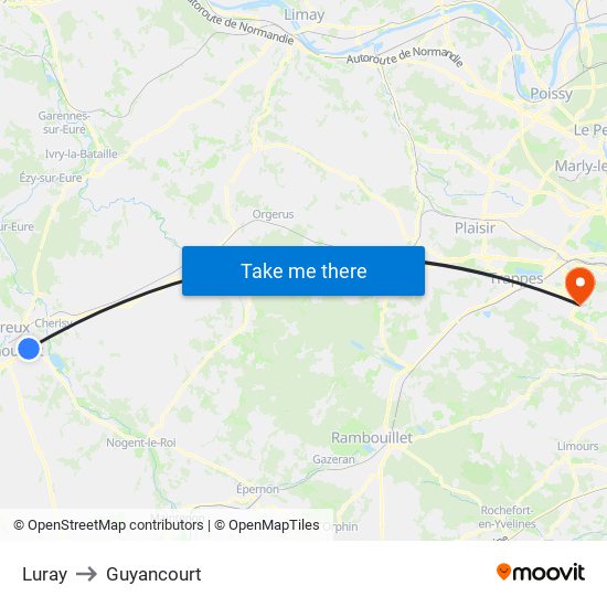 Luray to Guyancourt map