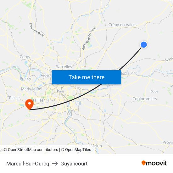 Mareuil-Sur-Ourcq to Guyancourt map