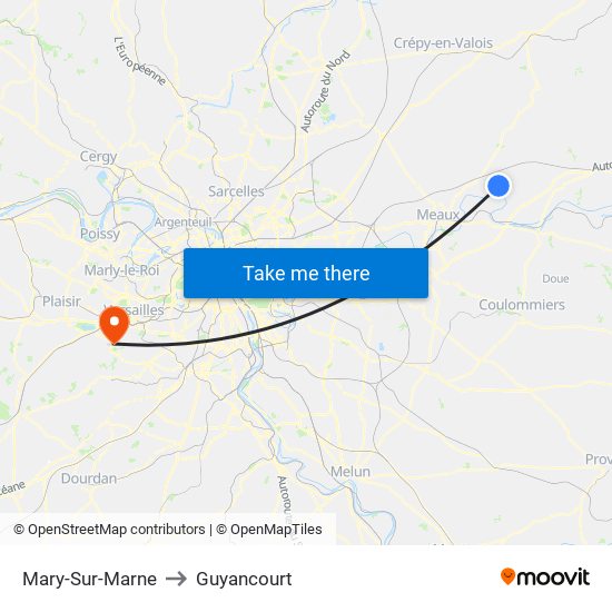 Mary-Sur-Marne to Guyancourt map
