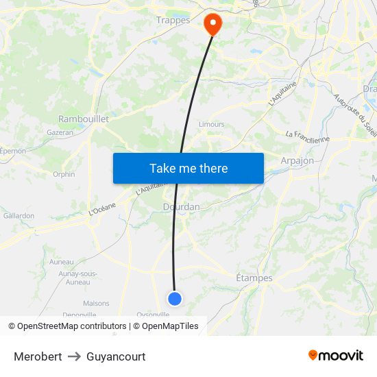 Merobert to Guyancourt map