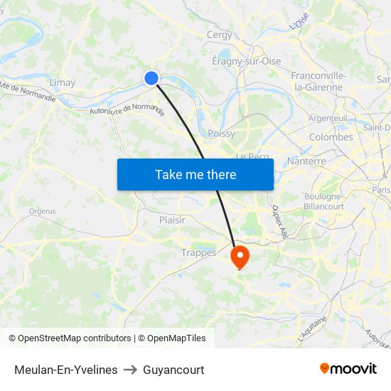 Meulan-En-Yvelines to Guyancourt map