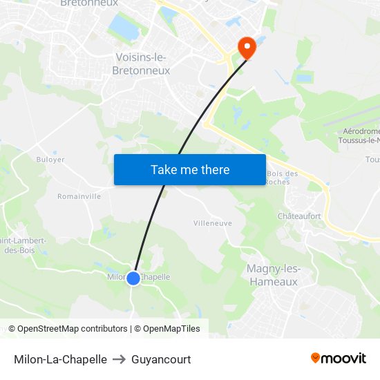 Milon-La-Chapelle to Guyancourt map