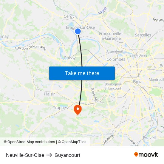 Neuville-Sur-Oise to Guyancourt map