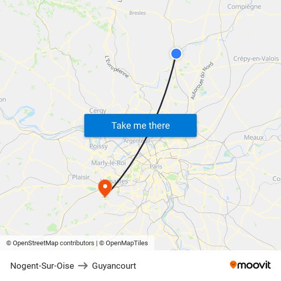 Nogent-Sur-Oise to Guyancourt map