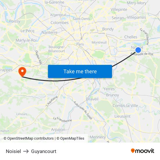 Noisiel to Guyancourt map