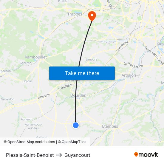 Plessis-Saint-Benoist to Guyancourt map