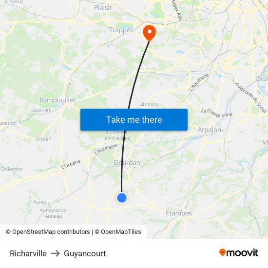 Richarville to Guyancourt map