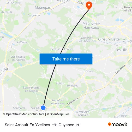 Saint-Arnoult-En-Yvelines to Guyancourt map
