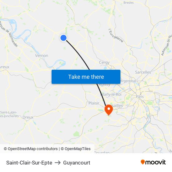 Saint-Clair-Sur-Epte to Guyancourt map