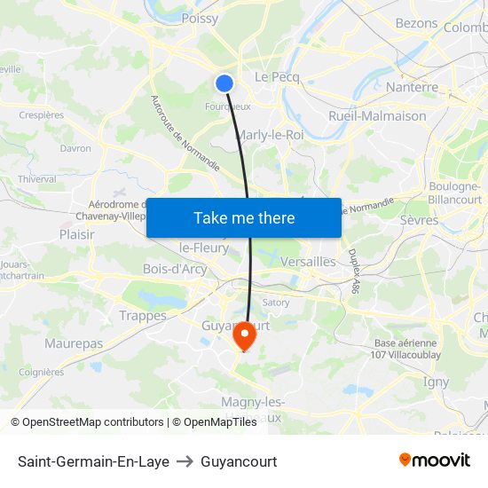 Saint-Germain-En-Laye to Guyancourt map