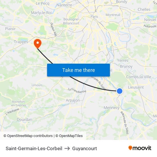 Saint-Germain-Les-Corbeil to Guyancourt map