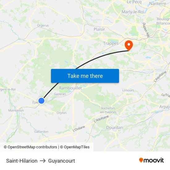 Saint-Hilarion to Guyancourt map