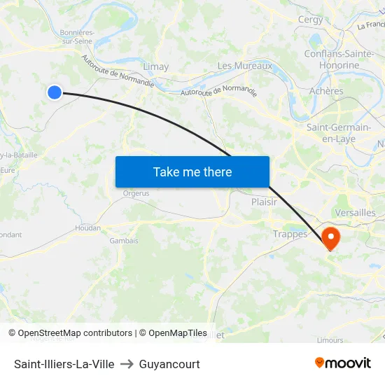 Saint-Illiers-La-Ville to Guyancourt map