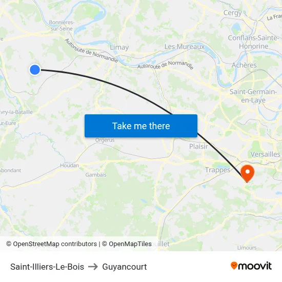 Saint-Illiers-Le-Bois to Guyancourt map