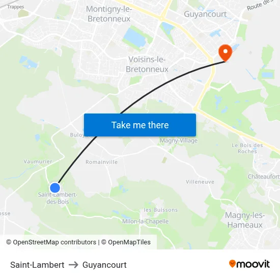 Saint-Lambert to Guyancourt map
