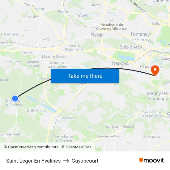 Saint-Leger-En-Yvelines to Guyancourt map