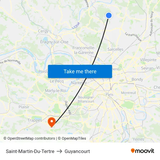 Saint-Martin-Du-Tertre to Guyancourt map