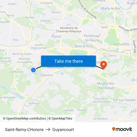Saint-Remy-L'Honore to Guyancourt map