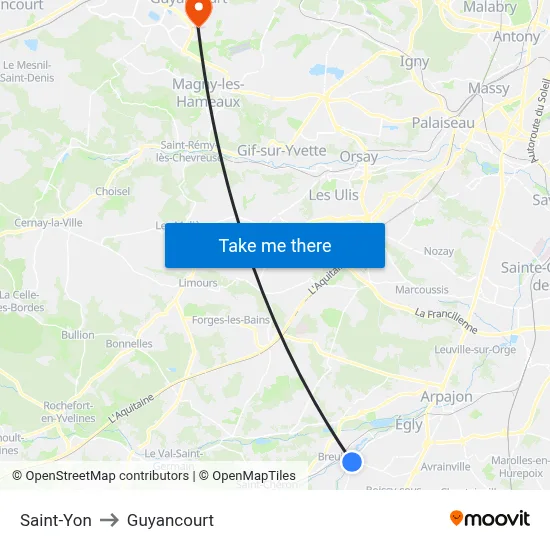Saint-Yon to Guyancourt map