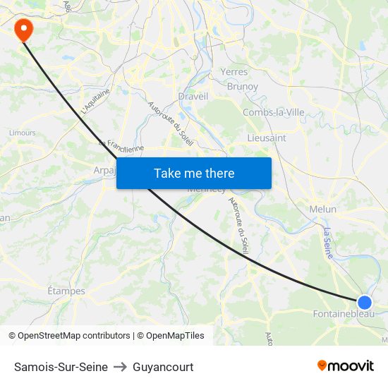 Samois-Sur-Seine to Guyancourt map