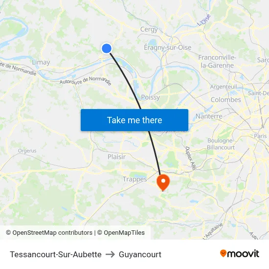 Tessancourt-Sur-Aubette to Guyancourt map