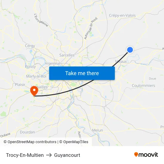 Trocy-En-Multien to Guyancourt map