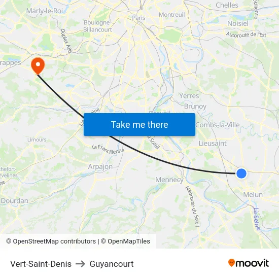 Vert-Saint-Denis to Guyancourt map