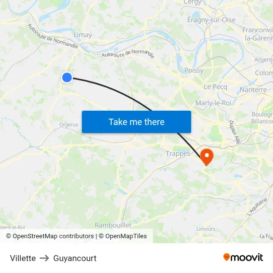 Villette to Guyancourt map