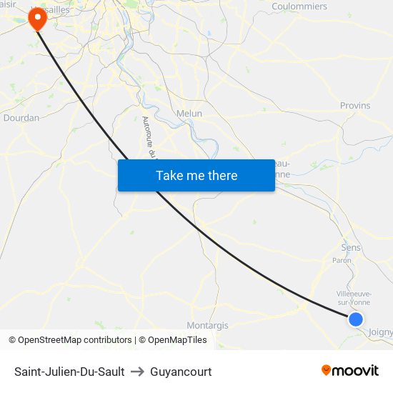 Saint-Julien-Du-Sault to Guyancourt map