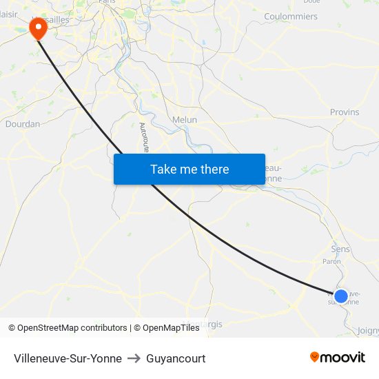 Villeneuve-Sur-Yonne to Guyancourt map