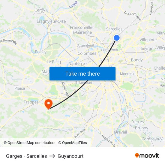 Garges - Sarcelles to Guyancourt map