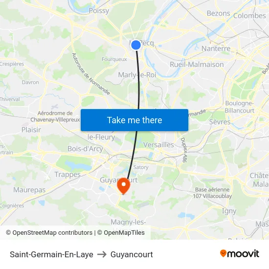 Saint-Germain-En-Laye to Guyancourt map