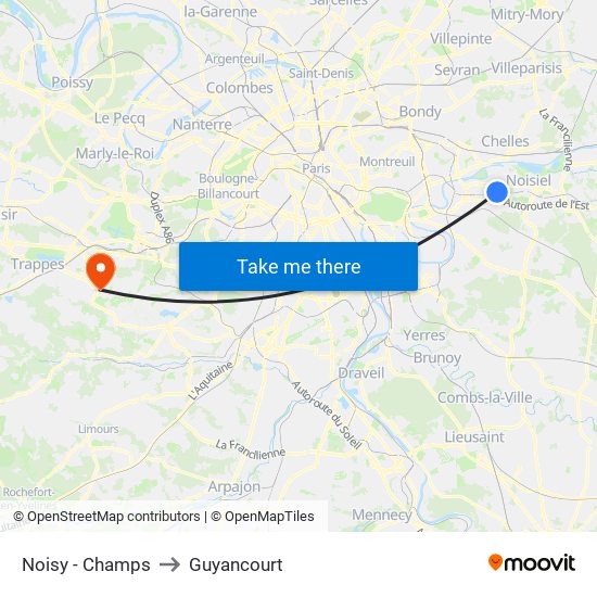 Noisy - Champs to Guyancourt map