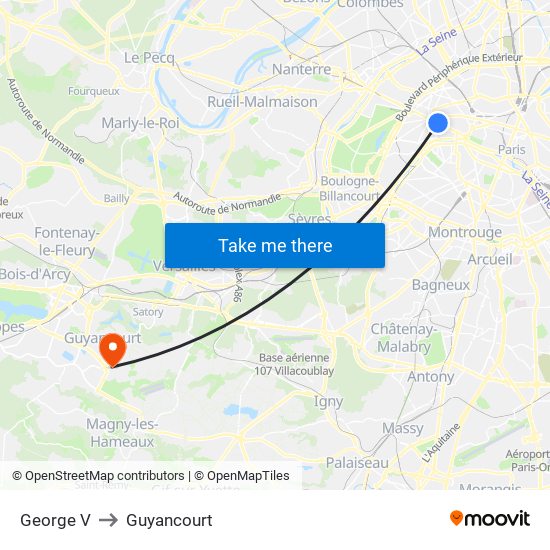 George V to Guyancourt map