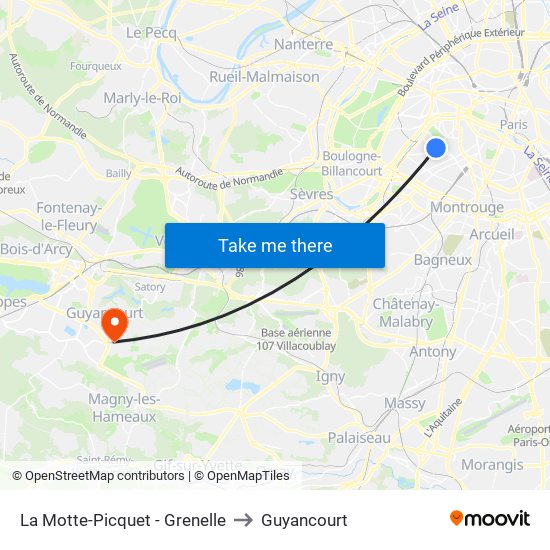 La Motte-Picquet - Grenelle to Guyancourt map