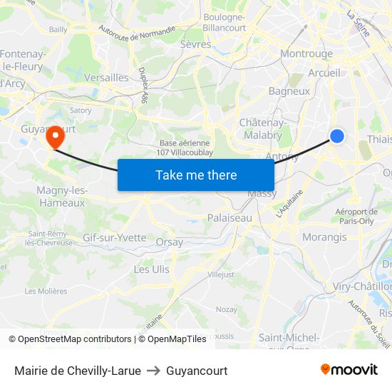 Mairie de Chevilly-Larue to Guyancourt map