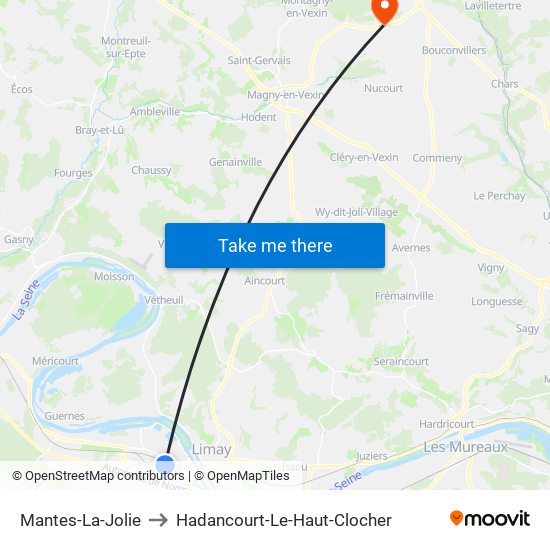 Mantes-La-Jolie to Hadancourt-Le-Haut-Clocher map