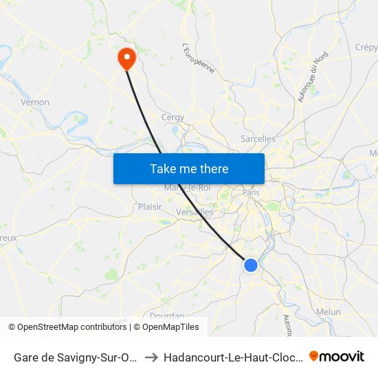 Gare de Savigny-Sur-Orge to Hadancourt-Le-Haut-Clocher map