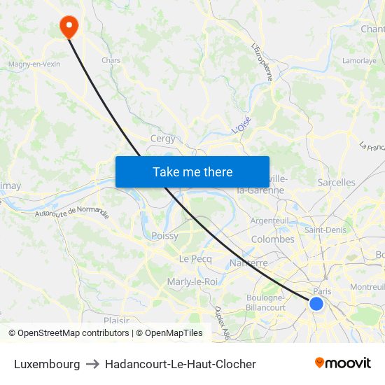 Luxembourg to Hadancourt-Le-Haut-Clocher map
