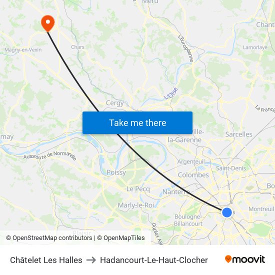 Châtelet Les Halles to Hadancourt-Le-Haut-Clocher map