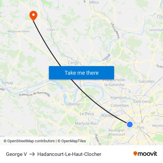 George V to Hadancourt-Le-Haut-Clocher map