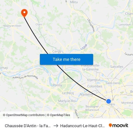 Chaussée D'Antin - la Fayette to Hadancourt-Le-Haut-Clocher map