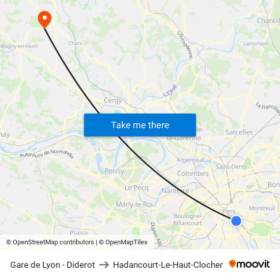 Gare de Lyon - Diderot to Hadancourt-Le-Haut-Clocher map