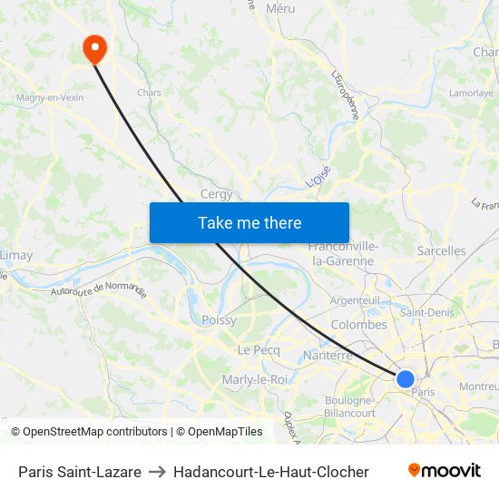 Paris Saint-Lazare to Hadancourt-Le-Haut-Clocher map