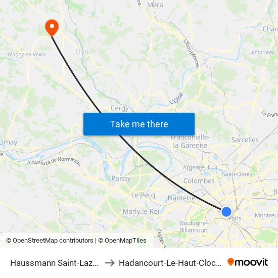 Haussmann Saint-Lazare to Hadancourt-Le-Haut-Clocher map